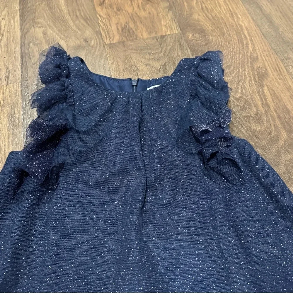 Tahari Girl's Dressy Holiday Glitter Dress Size 6 Midnight Blue Sparkle